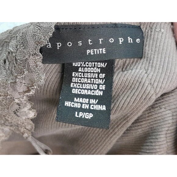 Apostrophe Y2K Lace Balletcore Stretch Knit Size Large Petite Cami Mocha Brown - Picture 5 of 7